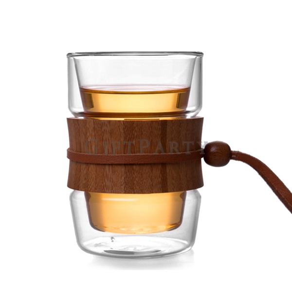 GP2341063Q0592竹木圈雙層玻璃杯耐熱玻璃杯