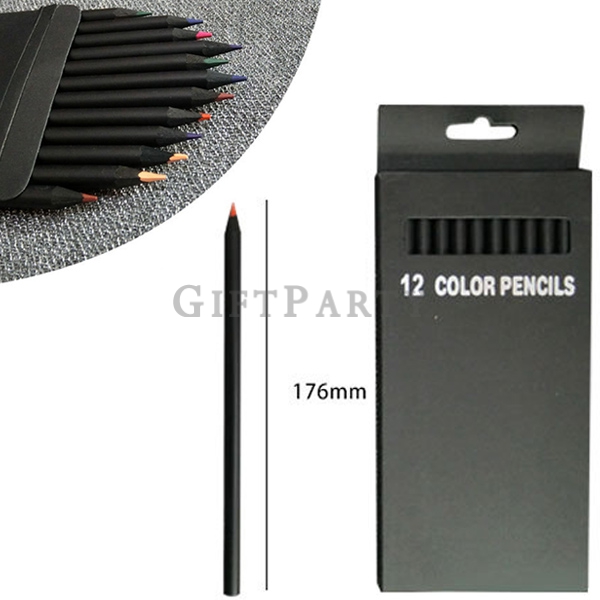 客製化禮品,色鉛筆,贈品, 禮贈品,黑木彩色鉛筆組12色