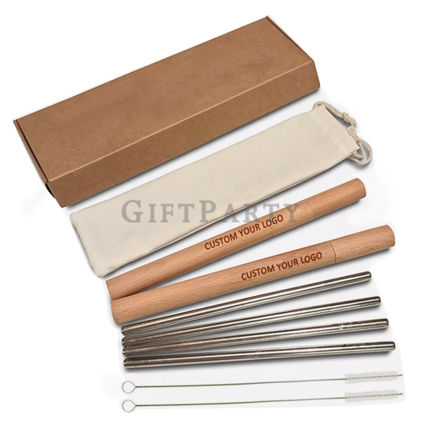 GIFTPARTY,客製化禮品,企業禮品,廣告贈品,百貨公司贈品,週年慶贈品,環保禮品,不鏽鋼吸管組(定制包裝)