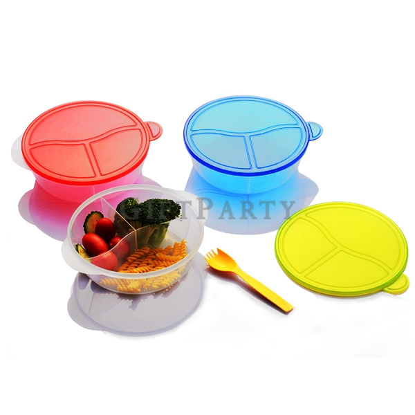 禮品,贈品,兒童餐具,廣告禮品,環保禮品,PP塑料圓形三格午餐盒日式餐盒可微波