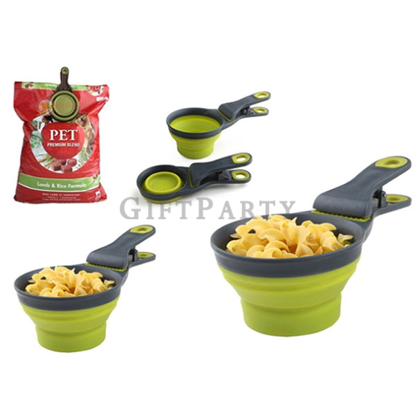 collapsible measuring cup and bag clip-寵物飼料量杯飼料夾
