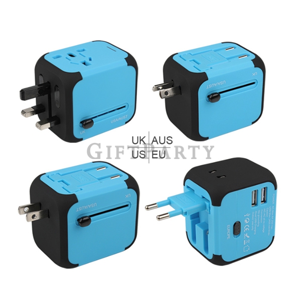 2.4A 2 USB World Universal Travel Adaptor Plug,參展禮品,旅行禮品,旅展禮品,航空贈品,信用卡禮品,禮品,贈品,紀念品,禮贈品,2.4A雙USB萬用插頭,