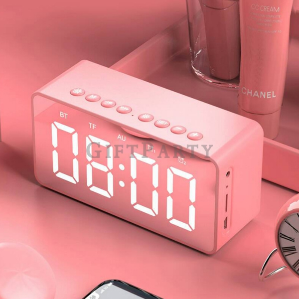 Bluetooth alarm clock mirror speaker,藍芽鏡面低音音箱帶鬧鐘,藍芽鏡面喇叭,尾牙禮品,實用禮品,IG爆紅禮品,紀念品,啤酒贈品,股東會紀念品,
