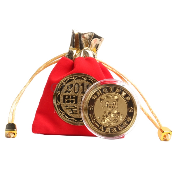 銀行贈品,宮廟發財金,30元贈品,豬年小贈品,豬年紀念品,禮品,開運金幣,-2019豬年開運金幣錢母紀念幣,2019 Year of the Pig Gold Coin, Commemorative 