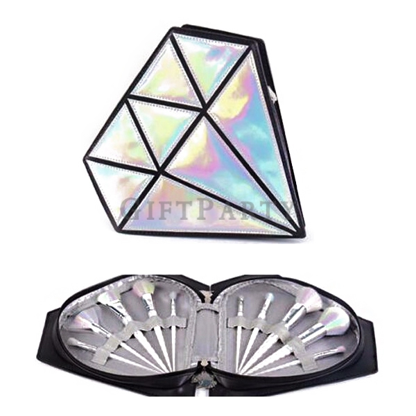 少女品牌贈品,日本禮品,百貨贈品,彩妝禮品,IG爆紅禮品,時尚禮品,鑽石刷具包+螺旋獨角獸刷具十件組,Unicorn handle makeup brush set with  Diamond sha