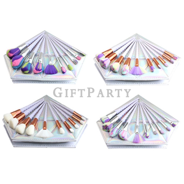 少女品牌贈品,日本禮品,百貨贈品,彩妝禮品,IG爆紅禮品,時尚禮品,鑽石刷具包+螺旋獨角獸刷具十件組