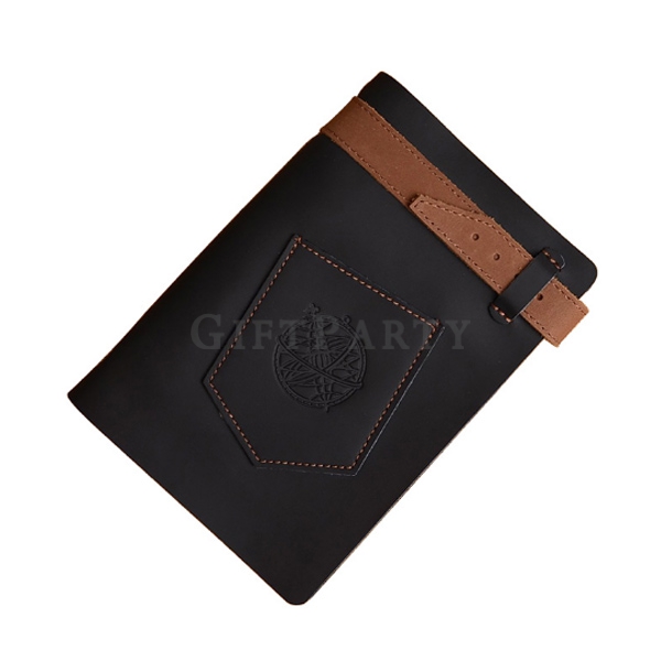 Jeans Style Leather Belt Closure A5 Refillable Notebook-牛仔褲風格真皮筆記本