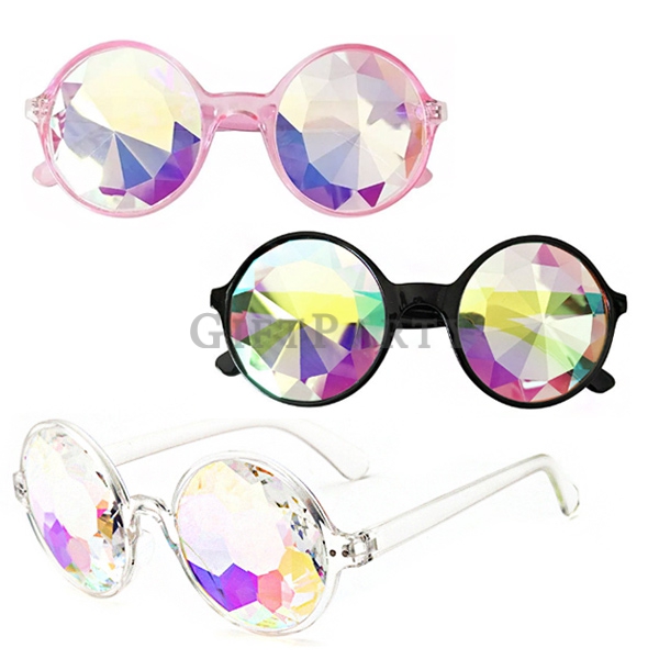 Prismatic Faceted Kaleidoscope Glass Lens  Cool Party Sunglasses,萬花筒眼鏡,彩虹棱鏡鏡片,時尚派對眼鏡,VOGUE贈品,百貨贈品,電音