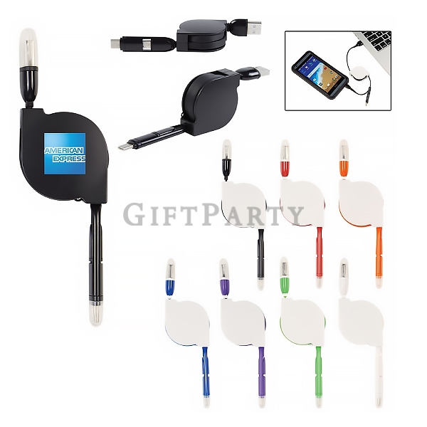 銀行贈品,贈品定制,禮贈品公司,客製企業贈品,3合1伸縮數據線(Type-C,micro,USB)