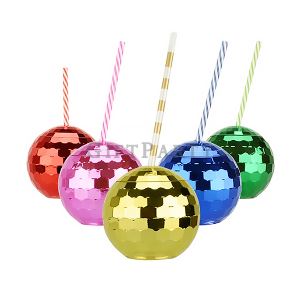 Disco Ball Drinking Cups with Straw,夜店禮品,酒商贈品,禮品,創意禮品,時尚贈品,迪斯可球型杯