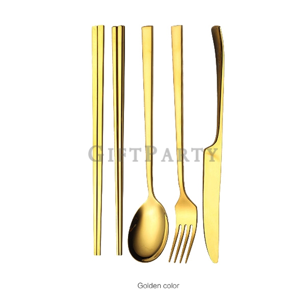 百貨公司禮品,汽車禮品,時尚禮品,銀行禮品,VIP禮品,母親節禮品-精緻304不鏽鋼餐具五件組金筷,SS304 Stainless steel tableware