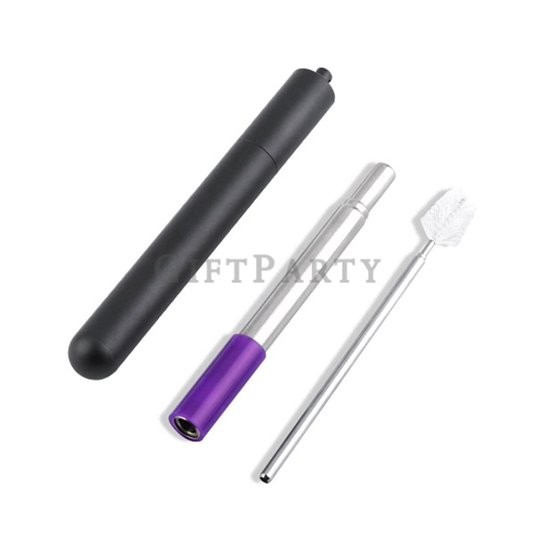 Foldable Stainless Steel  Straw with Aluminum Case,304不鏽鋼伸縮吸管登山扣盒,Advertising gifts, promotional gif