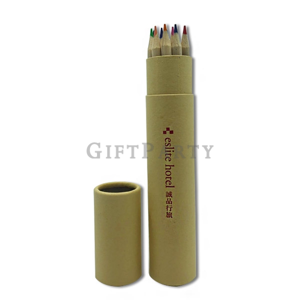 12 Colored pencil tube pack with sharpener,12色色鉛筆牛皮紙筒, Advertising gifts, promotional gifts, custom 