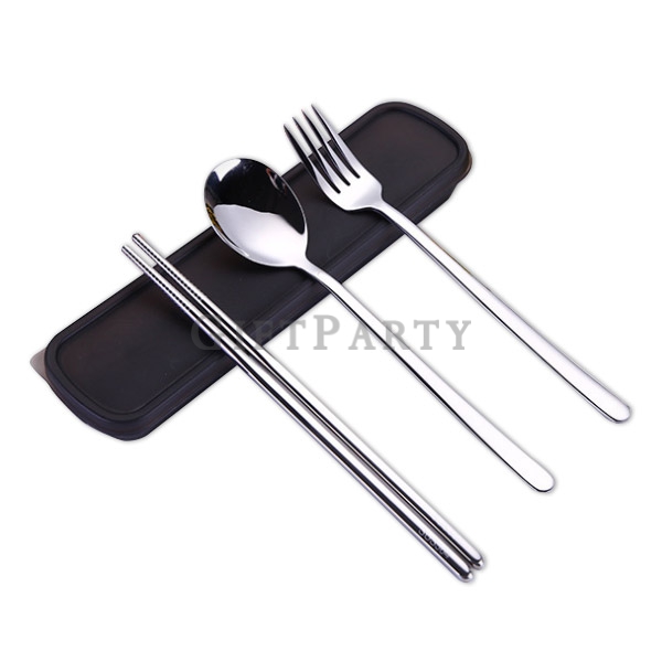 304 stainless steel flatware spoon chopsticks gift box travel cutlery set portable flatware,不鏽鋼餐具三件組