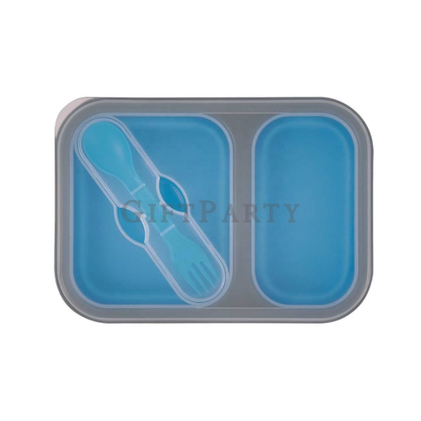 BPA free  2 section rectangle collapsible silicone lunch box,食品級矽膠折疊餐盒(二分格),2格餐盒,矽膠折疊餐盒,客製午餐盒,可微波餐盒,