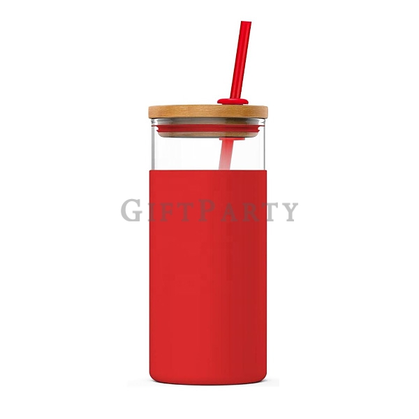 Silicone sleeve high borosilicate glass bottle with PP straw, 品牌贈品,設計禮品,設計贈品,股東會贈品,股東紀念品,精品禮品,vip贈品,