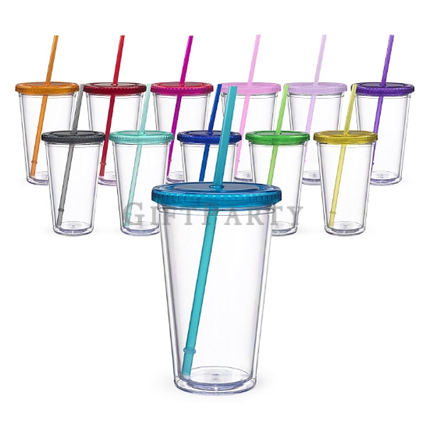 BPA Free Tritan 16oz Plastic Double Wall Tumbler Cup With lid and straw,環保杯,塑料吸管杯,星巴克吸管杯,星巴克杯,塑料TRIT