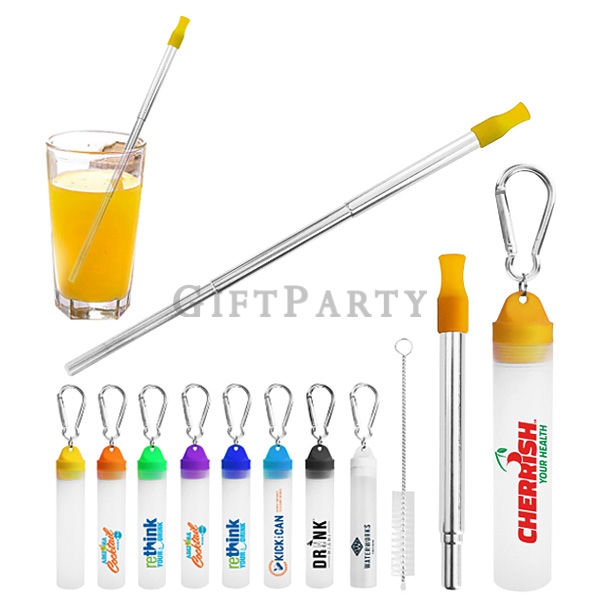 股東會贈品,股東會紀念品,環保吸管,SS304 Collapsible Stainless Steel Straw Kit,304不鏽鋼折疊吸管登山扣旅行組,2-Piece Stainless Ste