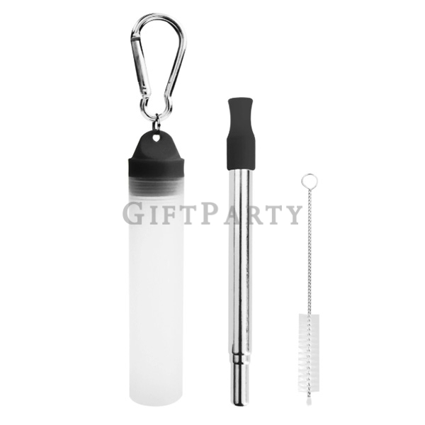 SS304 Collapsible Stainless Steel Straw Kit,304不鏽鋼折疊吸管登山扣旅行組,2-Piece Stainless Steel Straw Kit,Adver
