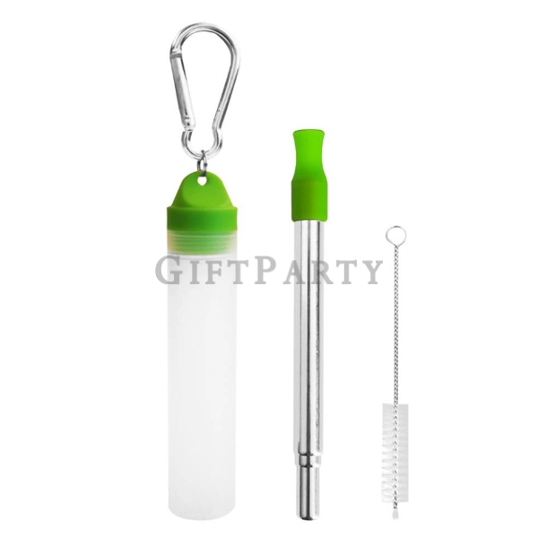 SS304 Collapsible Stainless Steel Straw Kit,304不鏽鋼折疊吸管登山扣旅行組,2-Piece Stainless Steel Straw Kit,Adver