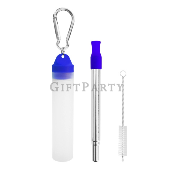 SS304 Collapsible Stainless Steel Straw Kit,304不鏽鋼折疊吸管登山扣旅行組,2-Piece Stainless Steel Straw Kit,Adver