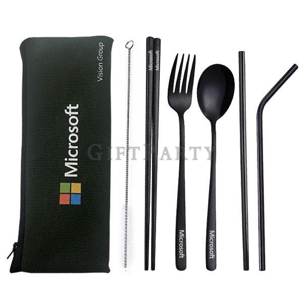 304 Stainless Steel Straw Tableware  With Cloth Bag,Stainless steel cutlery set,企業贈品,時尚餐具,福委會禮品,高品質禮