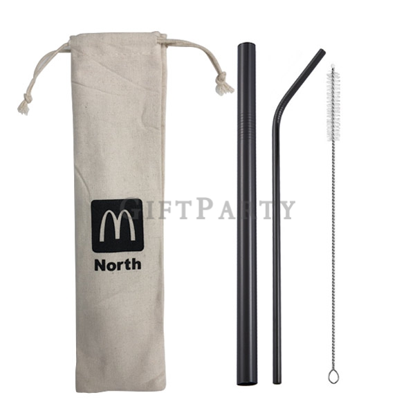 ECO friendly gifts,鍍黑吸管組3件式帆布束口袋,Advertising gifts, promotional gifts, custom LOGO gifts, brand gift