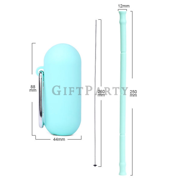 Food grade silicone straw with capsule box carabiner,食品級矽膠吸管帶膠囊盒登山扣,Eco friendy  silicone straw with