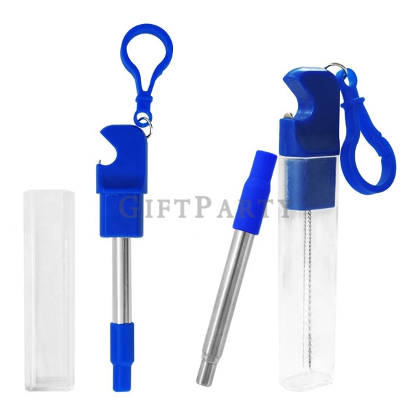 304 steel bottle opener extendable metal Straw set,不鏽鋼吸管伸縮吸管帶開瓶器