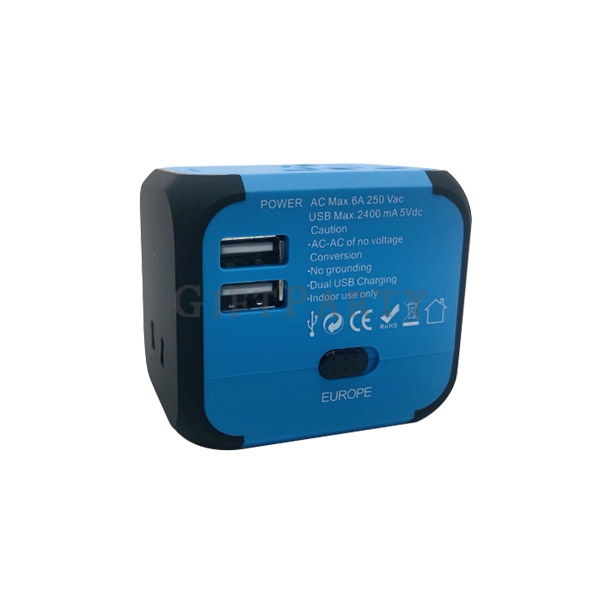 Universal travel plug adapter with 2 USB port,萬用插頭2USB孔,Universal plug,萬用插,出差贈品,