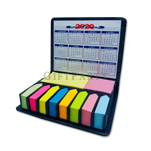 PU Leather Holder Colored Sticky Note Bundle Set, Mini Rectangular Notes and Index Flags Organizer,