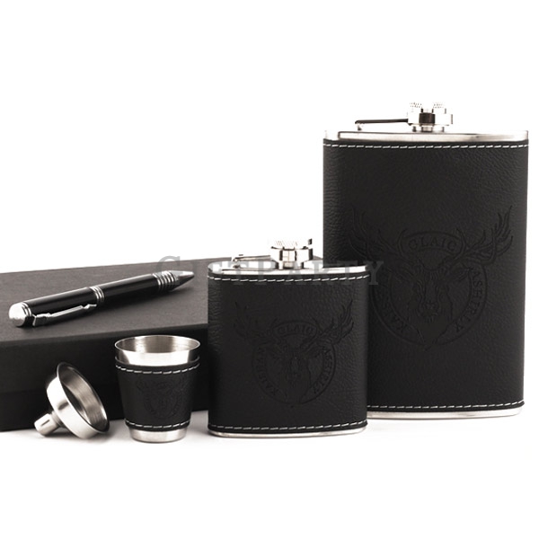 PU leather hip flask gift box set,PU皮革酒壺禮盒組,vip禮品,GQ男性贈品,酒壺,商務男性禮品,