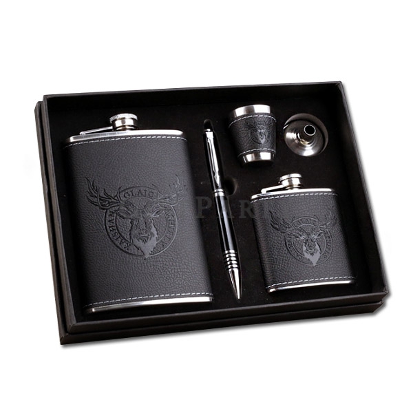 PU leather hip flask gift box set,PU皮革酒壺禮盒組,vip禮品,GQ男性贈品,酒壺,商務男性禮品,Stainless steel hip flask, custom