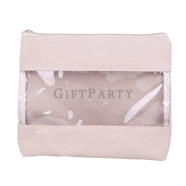 Canvas PVC Cosmetic Bag,拚接化妝包,客製化妝包,帆布PVC化妝包