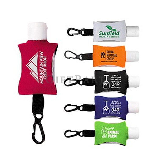 Neoprene holder mini bottle hand sanitizer,乾洗手潔手液凝膠帶潛水布套登山扣,15ml neoprene vest antibacterial hand sa