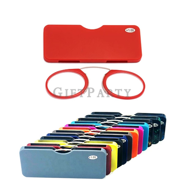 Portable mini TR90 frame pocket nose clip reading glasses,老人贈品,股東會贈品,股東會紀念品,銀行贈品,里民贈品,禮品,贈品,便攜式老花眼鏡