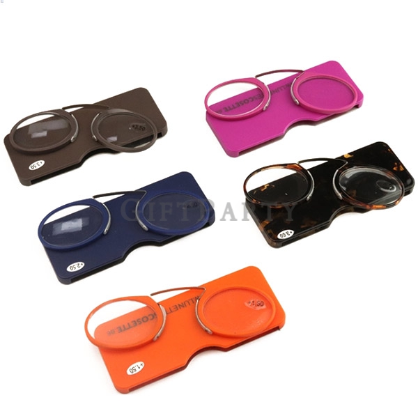 Portable mini TR90 frame pocket nose clip reading glasses,老人贈品,股東會贈品,股東會紀念品,銀行贈品,里民贈品,禮品,贈品,便攜式老花眼鏡