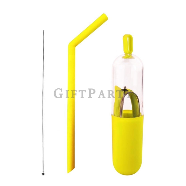 Food grade 25 cm  folded silicone portable straw,矽膠吸管膠囊管附清潔刷,廣告贈品,促銷贈品,客製禮品公司,客製logo贈品,企業贈品,Eco 友善禮品