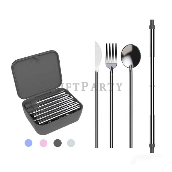Pocket Sized Stainless Steel Foldable  Straw Cutlery Set with Case,新款贈品,不鏽鋼餐具組,,折疊餐具組,禮品,便攜口袋不繡鋼組裝餐具