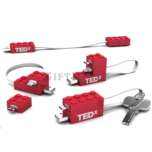 lego usb cable, 3 in 1 charger, data cable giveaway, custom tech gift, promo gadget積木傳輸線充電線套件,廣告贈品,設