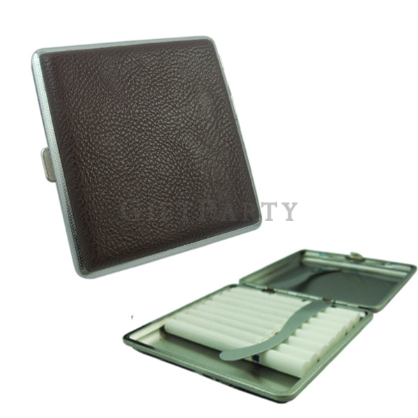 Leather metal cigarette box,皮革面不鏽鋼菸盒,菸盒,皮革菸盒,不鏽鋼菸盒,男仕贈品,
