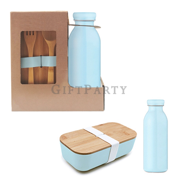 客製贈品,銀行贈品,歐美贈品,高品質紀念品定制,Stainless steel water bottle lunch box gift cutlery set,不鏽鋼保溫瓶餐盒餐具組套裝2