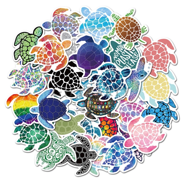 Protect the ocean, protect turtles, little Ryukyu turtles, turtle gifts,海龜創意塗鴉貼紙41張不重覆3