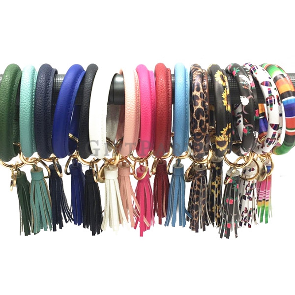 PU Leather Wristlet Keychain,PU皮革流蘇手環鑰匙圈2