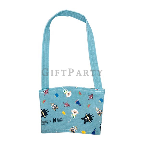 Eco canvas cotton cup sleeve carrier holder with custom printing, 飲料提袋全彩印刷