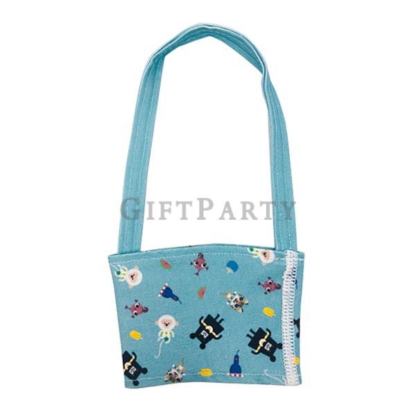飲料提袋全彩印刷,Eco canvas cotton cup sleeve carrier holder with custom printing