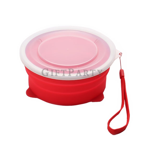 Collapsible Bowls Silicone Folding Travel Bowl with Lids,食品級矽膠折疊碗