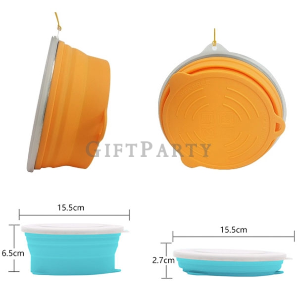 Collapsible Bowls Silicone Folding Travel Bowl with Lids,食品級矽膠折疊碗,