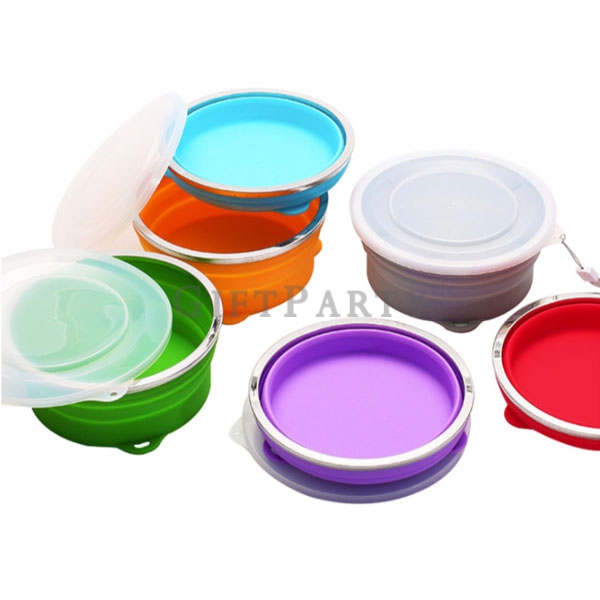 Collapsible Bowls Silicone Folding Travel Bowl with Lids,食品級矽膠折疊碗,