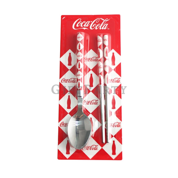 Custom logo chopsticks and spoon with blister card,客製不鏽鋼餐具企業LOGO泡殼包裝